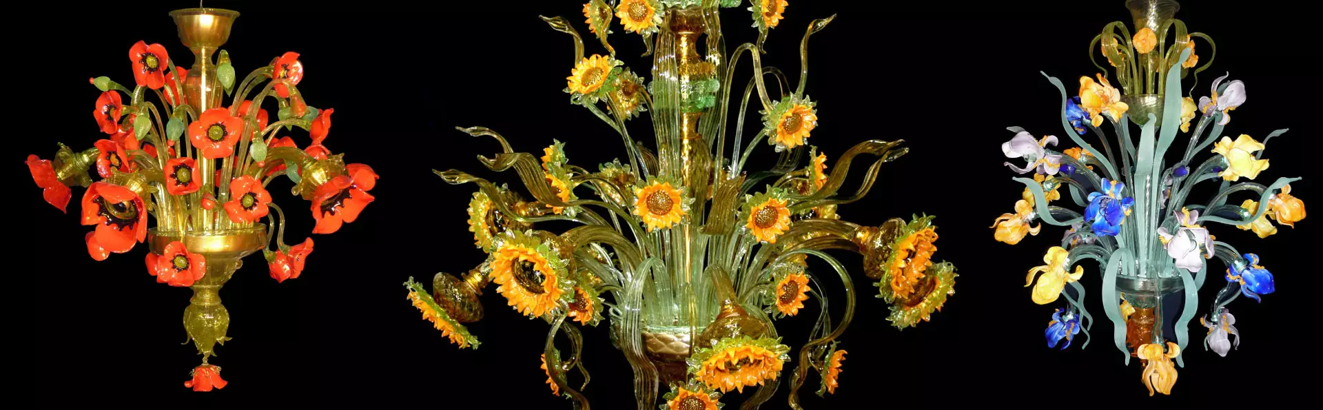 Lustres floraux en verre de Murano
