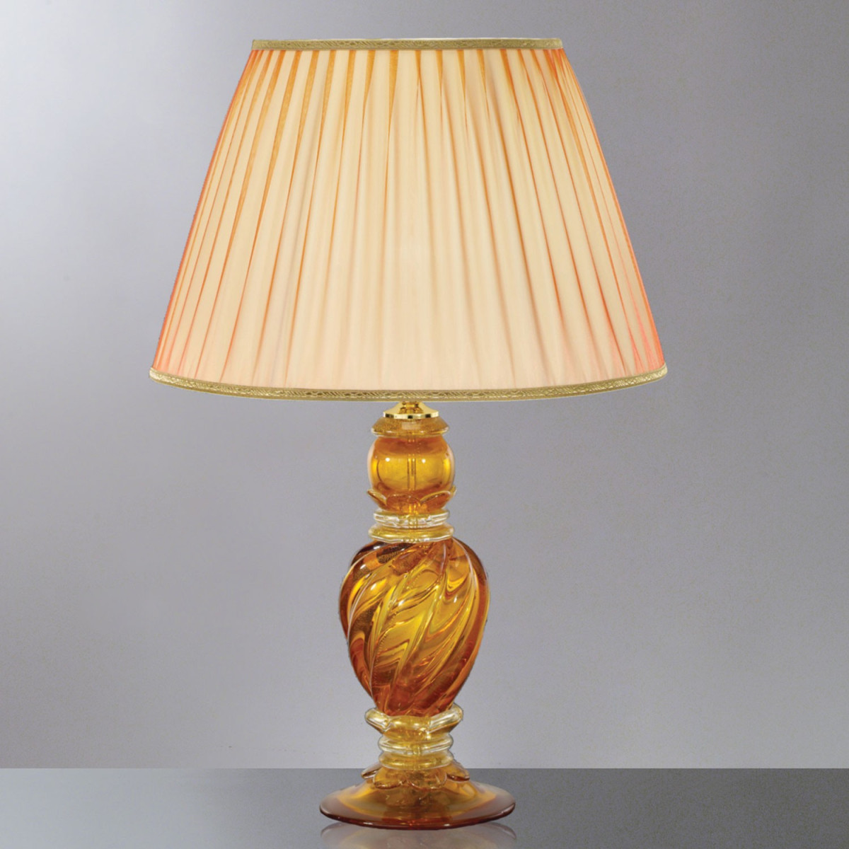 was Prelude Stier "Selene" amber Murano glass table lamp