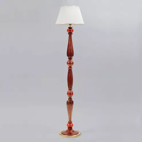 "Pantalone" lampara roja y oro de pie de Murano