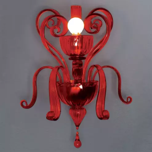 "Sogno" applique rouge en verre de Murano