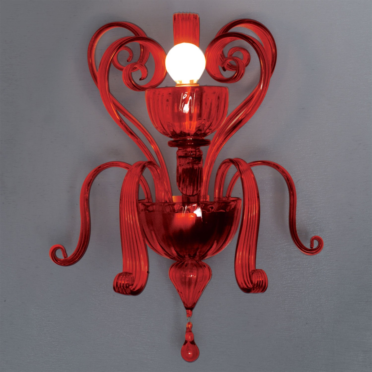 "Sogno" applique rouge en verre de Murano - 1 lumiere