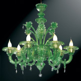 "Giada" grüne Murano glas Kronleuchter - 6 flammig