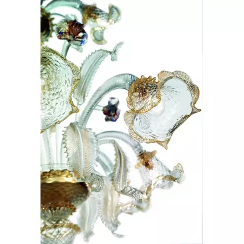 Canal Grande 2 tier 8+4 lights Murano chandelier transparent gold polychrome - detail