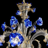 "Manin" Murano glas Kronleuchter - 3 flammig - transparent gold blau farbe