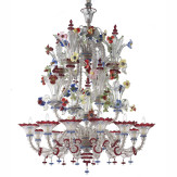 "Santa Fosca" lampara de araña de Murano - 12 luces- color transparente policromo