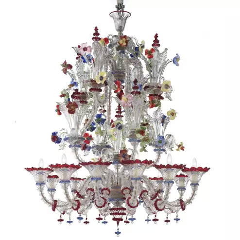 "Santa Fosca" Murano glas Kronleuchter - 12 flammig - transparent vielfarbig