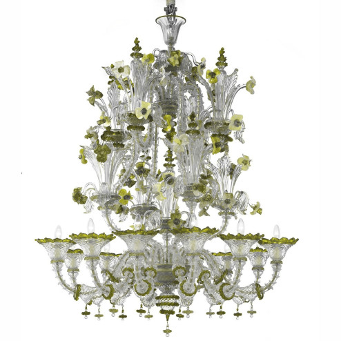 "Santa Fosca" Murano glas Kronleuchter - 12 flammig - transparent grün 