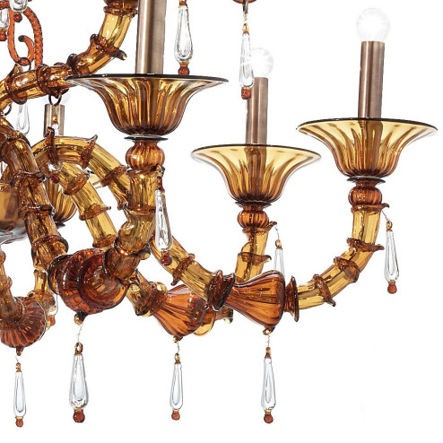 "Odisha" Murano glass chandelier - 9 lights - tea color