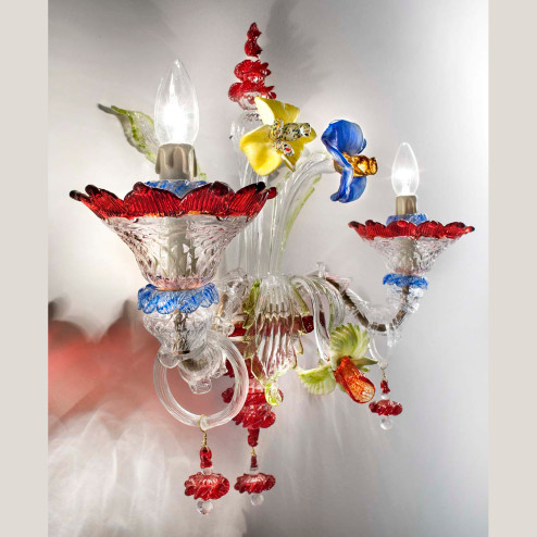 "Santa Fosca" Murano glas wandleuchte - 2 flammig - transparent vielfarbig