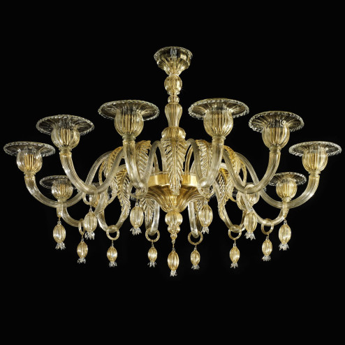 "Orfeo" Murano glass chandelier -  12 lights - all gold