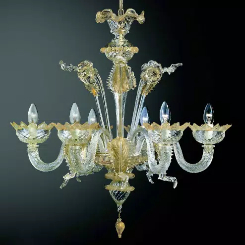 Casanova 6 luces lampara de Murano color transparente oro