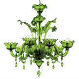 Casanova, 6 luces lampara de Murano con anillos- color verde - detail