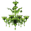 Casanova 6 lights Murano chandelier with rings green color - detail