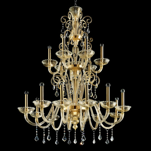 "Re Mida" Murano glass chandelier - 12+6 lights - all gold