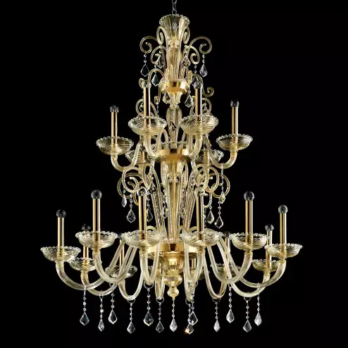 "Re Mida" Murano glass chandelier - 12+6 lights - all gold