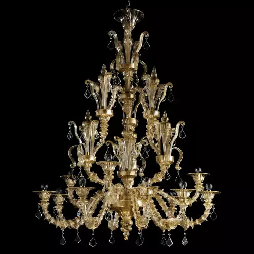 "Pallante" Murano glass chandelier - 9+3 lights - all gold