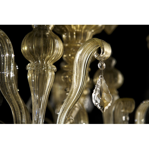 "Pallante" lustre en cristal de Murano - 9+3 lumieres - couleur or