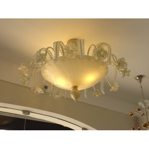 "Persefone" Murano ceiling light - 6 lights - white gold