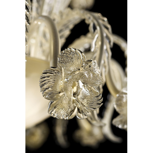 "Persefone" plafonnier en verre de Murano - 6 lumieres - blanc or