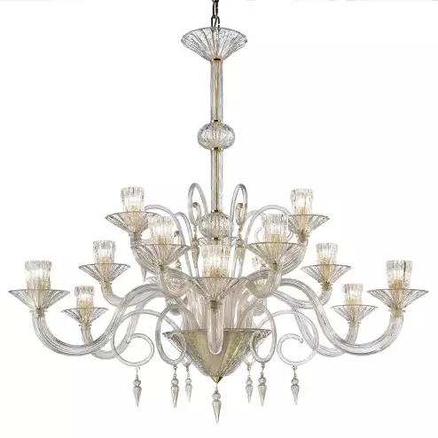 "Dioniso" lampara de araña de Murano - 15 luces - todo oro