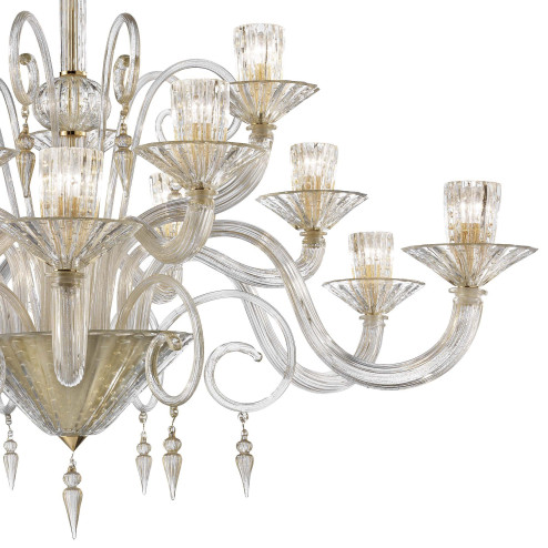 "Dioniso" Murano glass chandelier - 15 lights - all gold