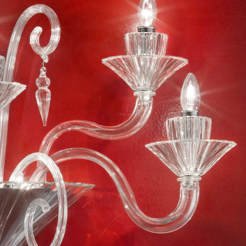 "Dioniso" Murano glass sconce - 5 lights - transparent