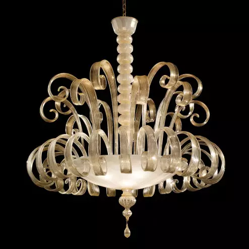 "Silvia" lampara de techo de Murano - 6 luces - blanco oro