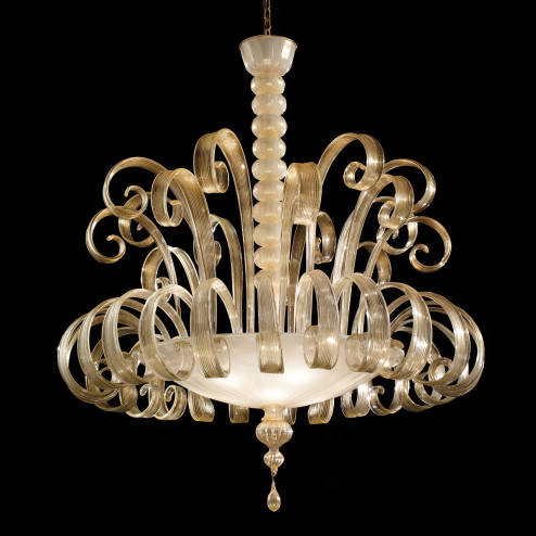 "Silvia" Murano glass ceiling light - 6 lights - white gold