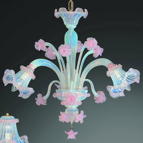"Minerva" lampara de araña de Murano - 3 luces - opalo y rosa