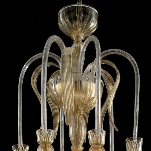 "Callisto" Murano glass chandelier - 6 lights - all gold