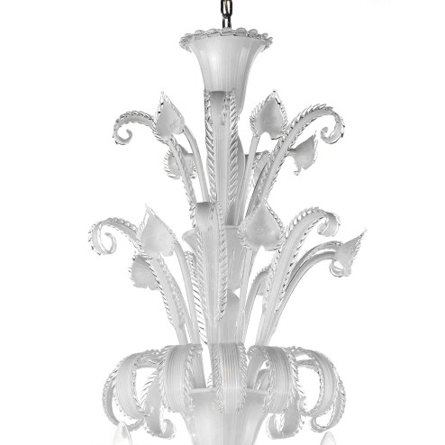 "Teseo" lustre en verre de Murano - 12 lumieres - blanc et transparent