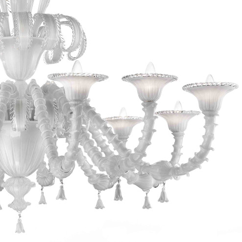 "Teseo" Murano glas Kronleuchter - 12 flammig - weiss und transparent