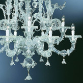 "Maddalena" lampara de araña de Murano - 6+3 luces- transparente - detalle