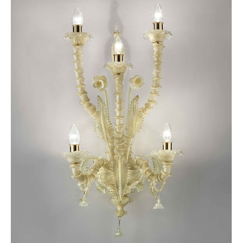 "Maddalena" Murano glass wall sconce - 5 lights - milky amber and gold
