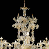 "San Zaccaria" lampara de araña de Murano - 12 luces - transparente y oro - detalle