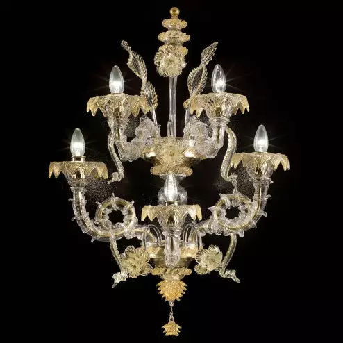 "San Zaccaria" Murano wall sconce - 5 lights - transparent gold