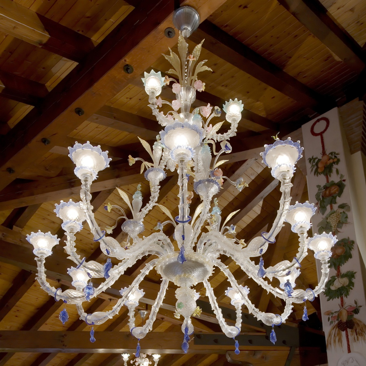"San Francesco" Murano glas Kronleuchter - 15 flammig - transparent polychrome