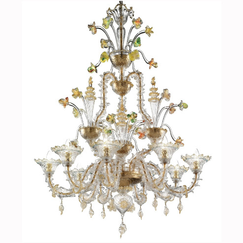 "Santa Caterina" lampara de cristal de Murano - 9 luces - transparente oro policromo