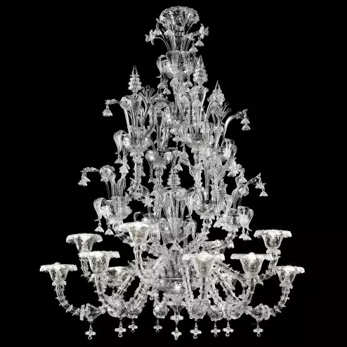 "Ginevra" lustre en verre de Murano - 8+4 lumieres - transparent