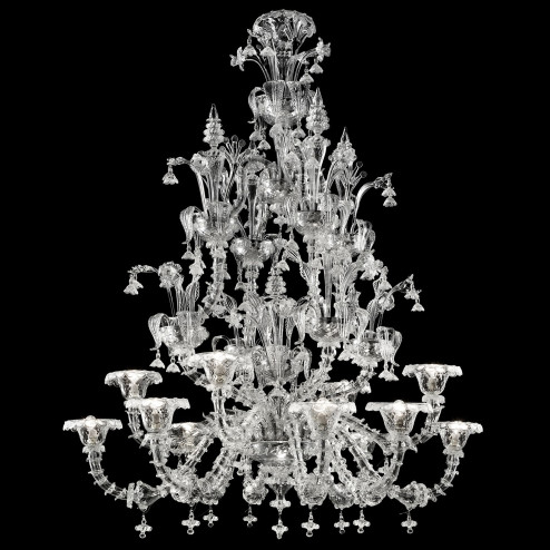 "Ginevra" Murano glass chandelier - 8+4 lights - transparent