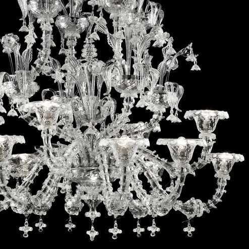 "Ginevra" Murano glass chandelier - 8+4 lights - transparent - detail