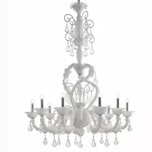 "Neve" Murano glass chandelier - 9 lights - white
