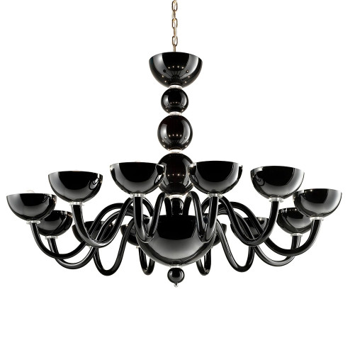"Raffaello" lampara de araña de Murano - 12 luces - negro