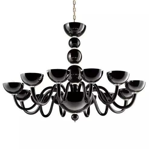 "Raffaello" Murano glass chandelier - 12 lights - black