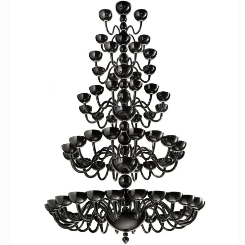"Raffaello" fünfstufige Murano glas Kronleuchter - 64 flammig - schwarz