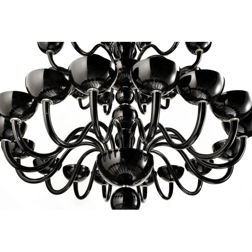 "Raffaello" 5 tier Murano glass chandelier - 64 lights - black - detail