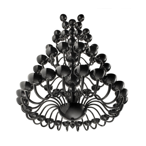"Raffaello" lampara de cristal de Murano a cinco niveles - 64 luces - negra - detalle
