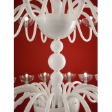 "Raffaello" lampara de cristal de Murano a tres niveles - 38 luces - blanca - detalle