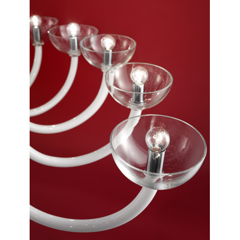 "Raffaello" 3 tier Murano glass chandelier - 38 lights - white - detail