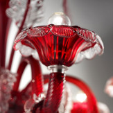 "Santa Lucia" Murano glas Kronleuchter - 6 flammig - rot und transparent - detail